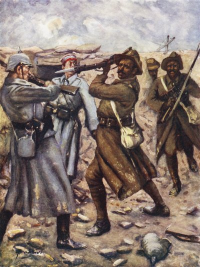 ビクトリア十字章を獲得した最初のインド人 - Naik Darwan Singh Negi、Festubert、フランス、1914 年 11 月 (色リソ) 作： Allan (after) Stewart