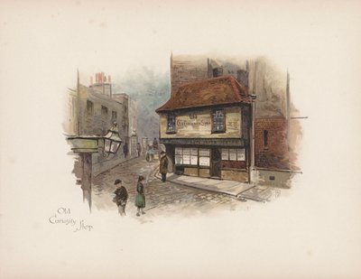 おなじみのロンドンオールド・キュリオシティ・ショップ（カラーリトグラフ） 作： Allan F. Barraud