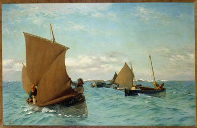 Luggers Picking up Moorings、1886 作： Allan J. Hook