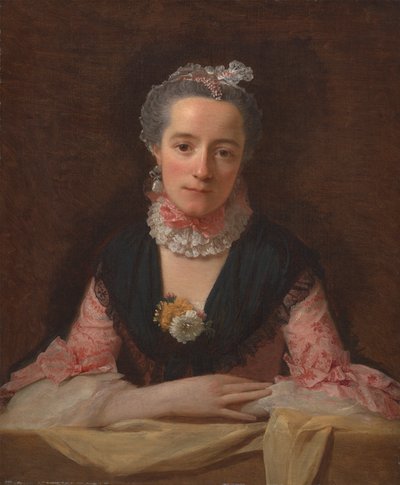 ピンクのシルクドレスの女性 作： Allan Ramsay