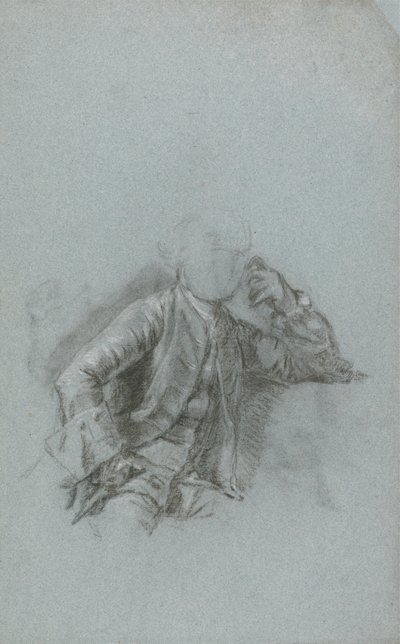 座った紳士の肖像画の研究（青の紙に切り株が付いたチョーク） 作： Allan Ramsay
