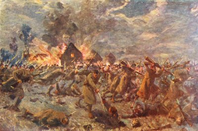 WW1：ハロウィーン、メシーンズでのロンドン・スコティッシュの銃剣突撃 作： Allan Stewart