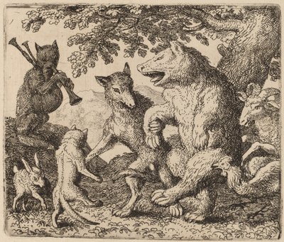 クマとオオカミを喜ぶ、おそらくc。 16451656。 作： Allart van Everdingen