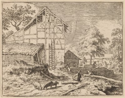 はしごが 2 つあるコテージ、おそらく c. 16451656。 作： Allart van Everdingen