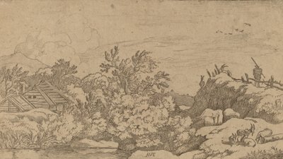 丘の上のヤギの群れ、おそらく c. 16451656。 作： Allart van Everdingen