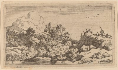 丘の上のヤギの群れ、おそらく c. 16451656。 作： Allart van Everdingen