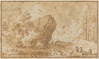 大きな岩のある風景。 作： Allart van Everdingen