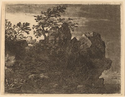 川の大きな岩、おそらく c. 16451656。 作： Allart van Everdingen