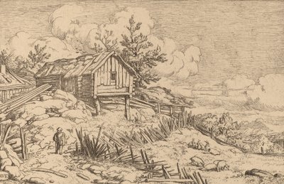 Ruinous Hedge の入り口近くにいる男、おそらく c. 16451656。 作： Allart van Everdingen