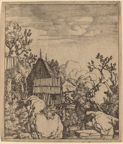 小さな木製の橋の男、おそらくc。 16451656。 作： Allart van Everdingen