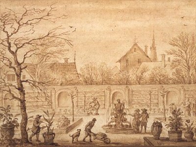 PD.326-1963 オランダ庭園の眺め 1650-60年頃 （水墨画 作： Allart van Everdingen