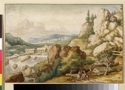 ""Landscape With Three Horsemen"" (Landscape With Three Horsemen) 水彩画 Allaert Pietersz van Everdingen (1621-1675) プーシキン美術館、モスクワ 作： Allart van Everdingen