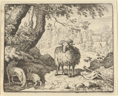 レナードはウサギに巣穴に入るよう説得し、1650-75 年に殺します。 作： Allart van Everdingen
