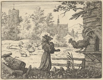 修道士に変装したレナードは、オンドリの信頼を得る、1650-75. 作： Allart van Everdingen