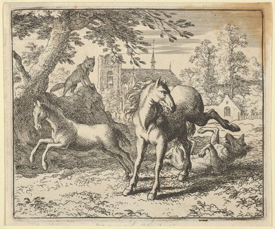 レナードはライオンの怒りをなだめるためにアナグマと法廷に行きます, 1650-75. 作： Allart van Everdingen