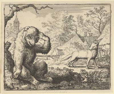 レナードはクマをからかいます、1650-75。 作： Allart van Everdingen