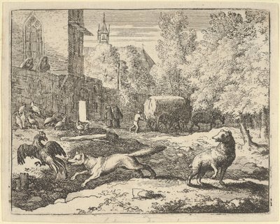 レナードはオンドリを見つけたい、1650-75。 作： Allart van Everdingen