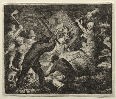 Reynard the Fox：Peasants Attack the Bear。 作： Allart van Everdingen