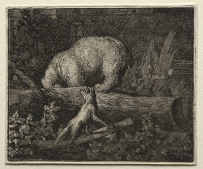 レイナード・ザ・フォックス：クマを捕まえる 作： Allart van Everdingen