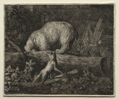 フォックス・レナード：クマを捕まえる。 作： Allart van Everdingen