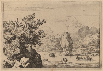 川の真ん中の岩、おそらくc。 16451656。 作： Allart van Everdingen