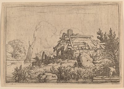 水に囲まれた廃墟のコテージ 作： Allart van Everdingen