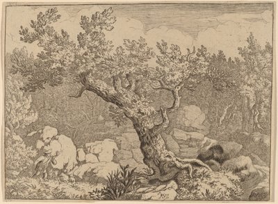 大きな木の近くのスポーツマン、おそらく c. 16451656。 作： Allart van Everdingen