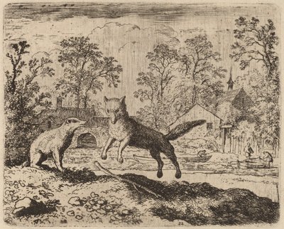 アナグマはレイナードに苦行を課す、おそらく c. 16451656。 作： Allart van Everdingen