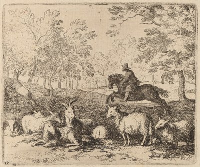 雄鹿を追うことを余儀なくされた馬、おそらくc。 16451656。 作： Allart van Everdingen