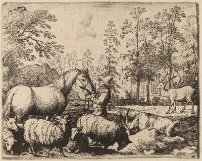 馬と鹿、おそらくc。 16451656。 作： Allart van Everdingen