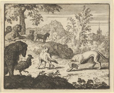 ライオンは、オオカミとレナードの間の戦いを許可します, 1650-75. 作： Allart van Everdingen