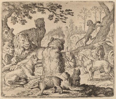 ライオンはレイナードに大規模な攻撃を命じます。 16451656。 作： Allart van Everdingen