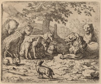 ライオンはアドバイスを求める、おそらく c. 16451656。 作： Allart van Everdingen
