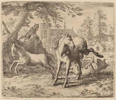 牝馬と狼、おそらく c. 16451656。 作： Allart van Everdingen