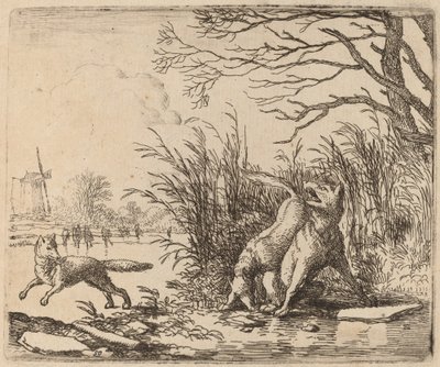 氷上のオオカミ、おそらくc。 16451656。 作： Allart van Everdingen