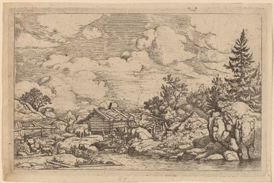 川辺の三匹のヤギ、おそらくc. 16451656。 作： Allart van Everdingen