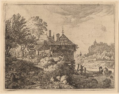 小屋に近づく 2 隻のボート、おそらく c. 16451656。 作： Allart van Everdingen