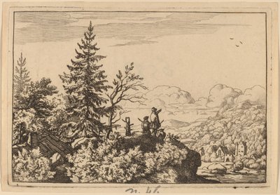 丘の上の二人の男、おそらくc。 16451656。 作： Allart van Everdingen