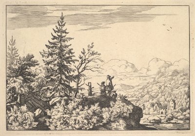 ロックテラスの2人の男性。 作： Allart van Everdingen