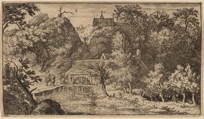 山のふもとにある水車小屋、おそらく c. 16451656。 作： Allart van Everdingen