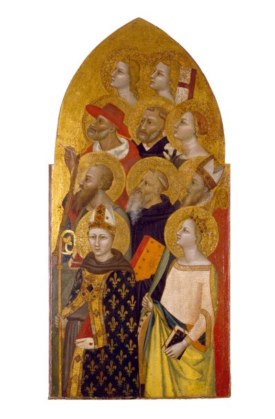 聖人と天使、c.1360-70（パネル上のテンペラと金箔） 作： Allegretto Nuzi