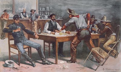 西部劇の酒場でのカードをめぐる議論 作： Allen Carter (after) Redwood