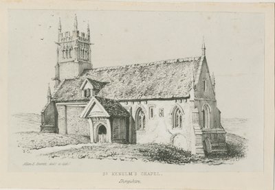 クレント-セントケネルムの礼拝堂：リトグラフ、nd [c 1840] 作： Allen Edward Everitt