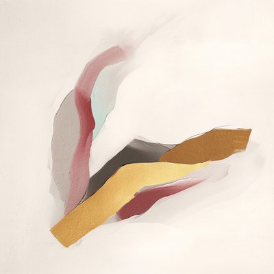 モダンで流れるようなゴールドの抽象画 作： 