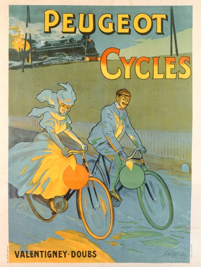 プジョーの自転車を宣伝するポスター (カラー リソ) 作： Almery Lobel Riche