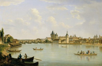 ヴルタヴァ橋 (カレル橋) とプラハのビュー 作： Alois von Saar