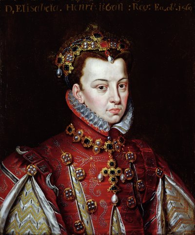 エリザベート・デ・ヴァロワの肖像（1545-68）スペインの女王（キャンバスに油彩） 作： Alonso (studio of) Sanchez Coello
