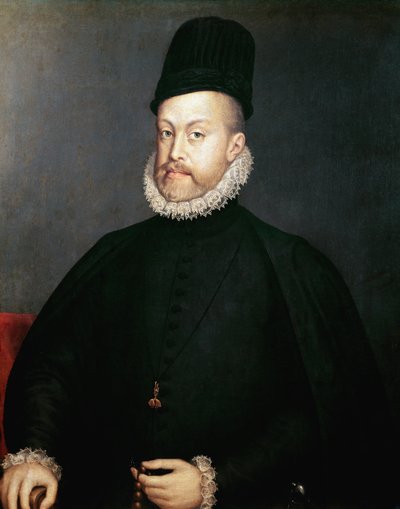 スペイン王フィリップ2世の肖像（絵画、1580年頃 作： Alonso Sánchez Coello