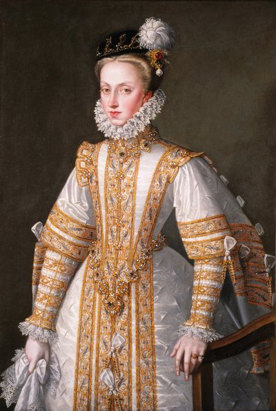 オーストリアのアンナの肖像15491580、スペインの女王の配偶者、1571年 作： Alonso Sánchez Coello