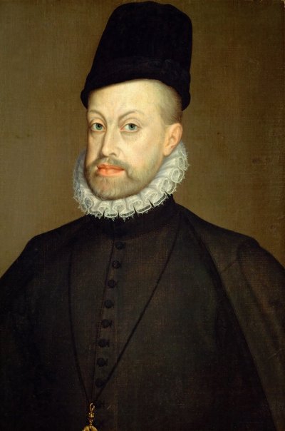 フィリップ2世の肖像1527-1598、スペイン国王とポルトガル、1568 作： Alonso Sánchez Coello